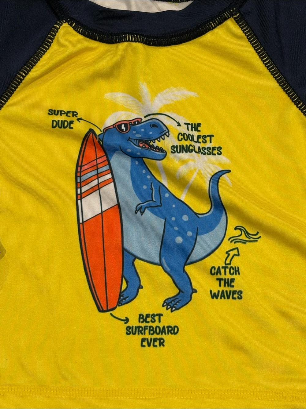 Wonder Nation Long Sleeve Dinosaur Swim Set with Light Blue Sun Hat- 3-6m - Picture 6 of 11